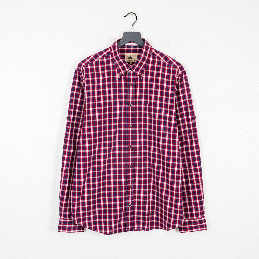 GANT Rugger the HUGGER Button Down Shirt Red blue check size XL